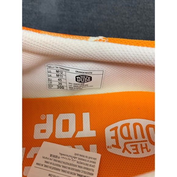 Hey Dude Wally Tri Tennessee Orange White Mens Size 12 Loafers 43032-846 NEW - Picture 2 of 14